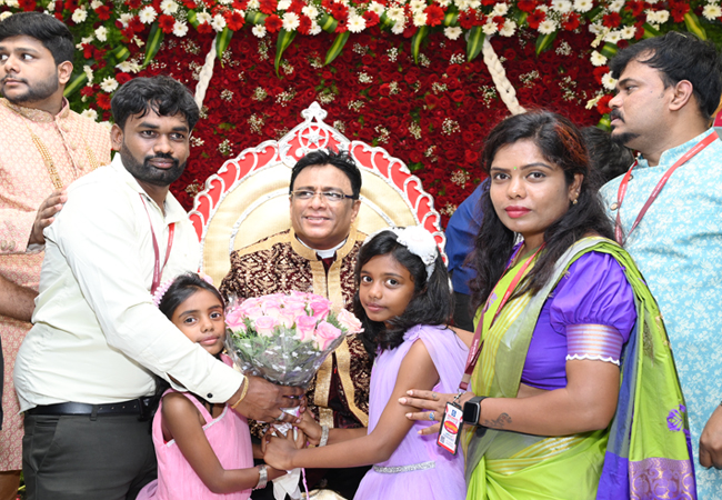 Bro Andrew Richard celebrates his 60th Birthday with grandneur amidst a large number of devotees here on Sunday, 16th, 2023, at Grace Ministry Prayer Centre Budigere in Bangalore with a myriad of wishes.